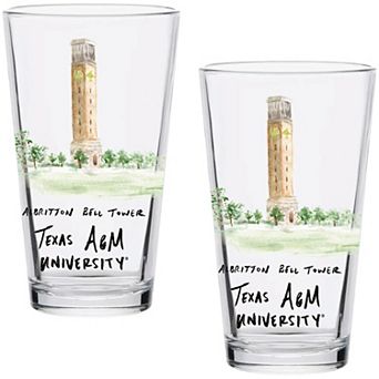 Texas A&M Aggies Laura Wilcox Watercolors 16oz Pint Glass 2-Pack