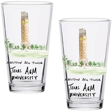 Texas A&M Aggies Laura Wilcox Watercolors 16oz Pint Glass 2-Pack