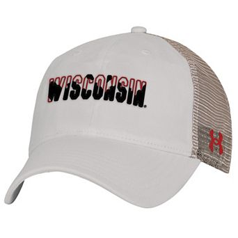 Men's Under Armour Stone Wisconsin Badgers College Essentials Adjustable Trucker Hat