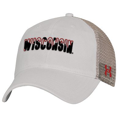 Men's Under Armour Stone Wisconsin Badgers College Essentials Adjustable Trucker Hat