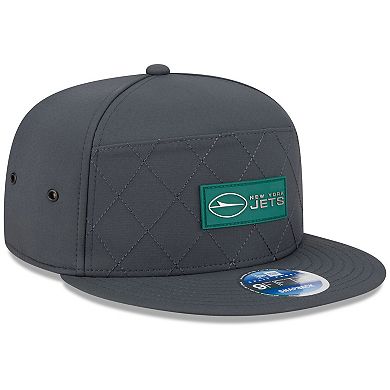 Men's New Era Charcoal New York Jets 2025 Sideline Cold Weather Split Panel 9FIFTY Snapback Hat