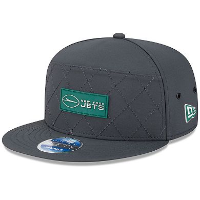 Men's New Era Charcoal New York Jets 2025 Sideline Cold Weather Split Panel 9FIFTY Snapback Hat