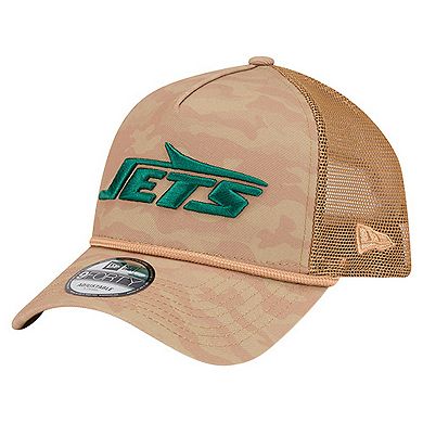 Men's New Era Tan New York Jets Wheat Camo 9FORTY Adjustable Hat