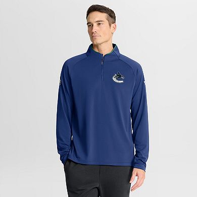 Men's Fanatics Blue Vancouver Canucks Authentic Pro Rink Training Quarter-Zip Pullover