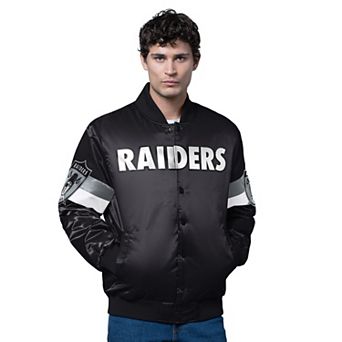 Men's Starter Black Las Vegas Raiders Triple Option Satin Varsity Vintage Logo Full-Snap Jacket