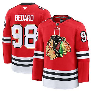 Men's Fanatics Connor Bedard Red Chicago Blackhawks Centennial Premium Player Jersey