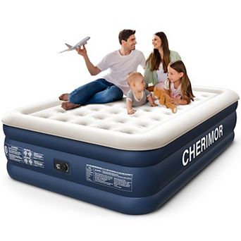 Cherimor, Queen Air Mattress, 18" High, Built-in Pump, 3-Min Inflate, Leak-Tested, 800 lb Support