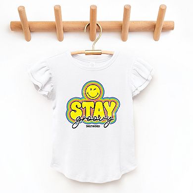 SmileyWorld Stay Groovy - Flutter Sleeve Graphic T-Shirt