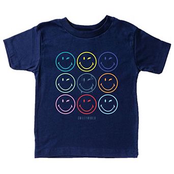 SmileyWorld Wink Rainbow Swirl - Toddler Short Sleeve Graphic T-Shirt