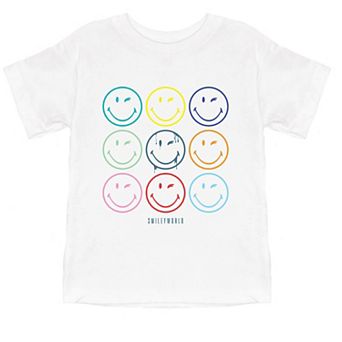 SmileyWorld Wink Rainbow Swirl - Toddler Short Sleeve Graphic T-Shirt