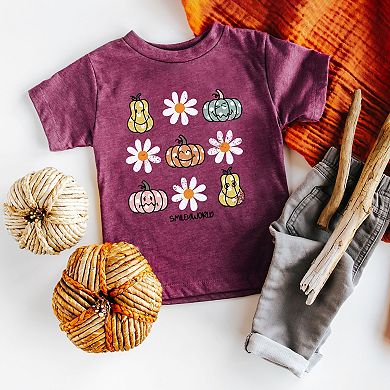 SmileyWorld Pumpkin Daisies Chart - Toddler Short Sleeve Graphic T-Shirt