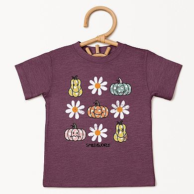 SmileyWorld Pumpkin Daisies Chart - Toddler Short Sleeve Graphic T-Shirt