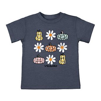 SmileyWorld Pumpkin Daisies Chart - Toddler Short Sleeve Graphic T-Shirt