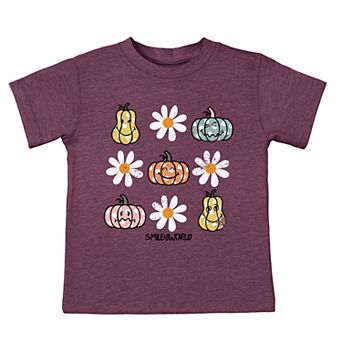 SmileyWorld Pumpkin Daisies Chart - Toddler Short Sleeve Graphic T-Shirt