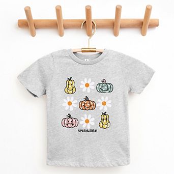 SmileyWorld Pumpkin Daisies Chart - Youth Short Sleeve Graphic T-Shirt