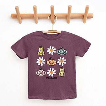 SmileyWorld Pumpkin Daisies Chart - Youth Short Sleeve Graphic T-Shirt