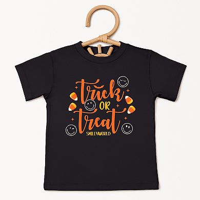 SmileyWorld Trick or Treat Candy - Toddler Short Sleeve Graphic T-Shirt