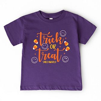 SmileyWorld Trick or Treat Candy - Toddler Short Sleeve Graphic T-Shirt