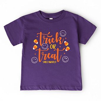 SmileyWorld Trick or Treat Candy - Toddler Short Sleeve Graphic T-Shirt