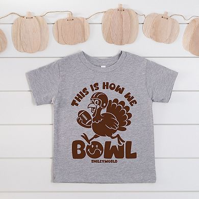 SmileyWorld This Is How We Bowl Turkey - Toddler Short Sleeve Graphic T-Shirt