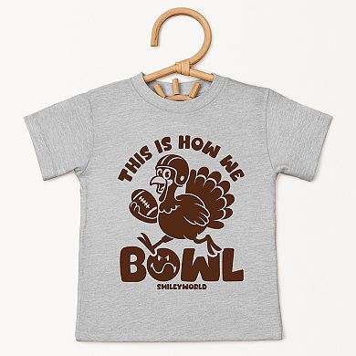 SmileyWorld This Is How We Bowl Turkey - Toddler Short Sleeve Graphic T-Shirt