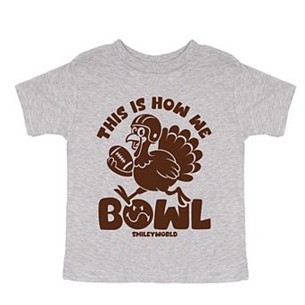 SmileyWorld This Is How We Bowl Turkey - Toddler Short Sleeve Graphic T-Shirt