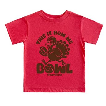SmileyWorld This Is How We Bowl Turkey - Toddler Short Sleeve Graphic T-Shirt