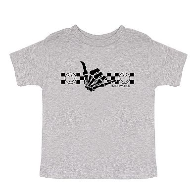 SmileyWorld Skeleton Hang Loose - Toddler Short Sleeve Graphic T-Shirt