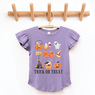 Trick Or Treat Chart - Flutter Sleeve Graphic T-Shirt