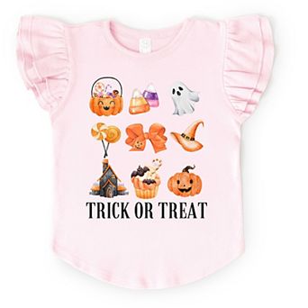 Trick Or Treat Chart - Flutter Sleeve Graphic T-Shirt