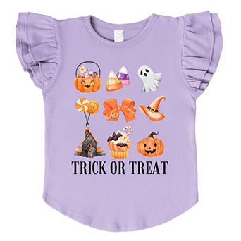 Trick Or Treat Chart - Flutter Sleeve Graphic T-Shirt