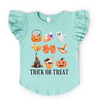 Trick Or Treat Chart - Flutter Sleeve Graphic T-Shirt
