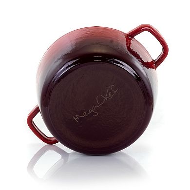 Megachef Pro 5 Quarts Round Enameled Cast Iron Casserole with Lid in Red