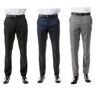 Azzuro Men's 3-Pack of Neutral Color Dress Pants