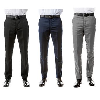 Azzuro Men's 3-Pack of Neutral Color Dress Pants