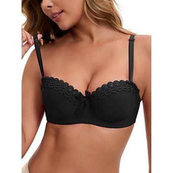 Women's Convertible Bra Half Cup French Underwire Maximizer Push Up Bow Decoration Lingerie
