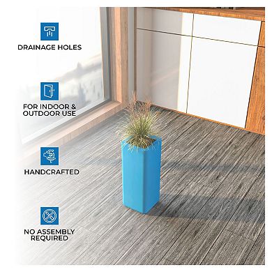 LeisureMod Meadow Series Fiber Stone Planter