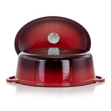 Megachef Pro 7 Quarts Oval Enameled Cast Iron Casserole in Red