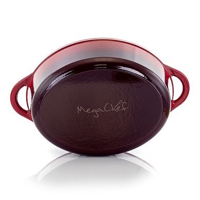 Megachef Pro 7 Quarts Oval Enameled Cast Iron Casserole in Red