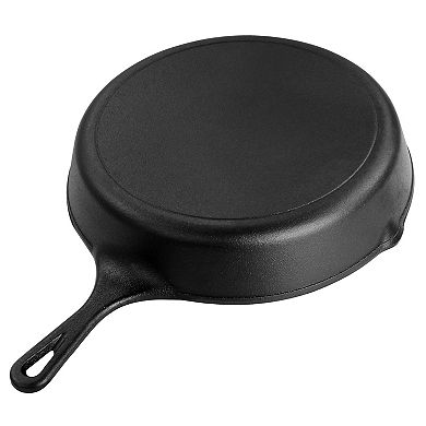 Megachef Pro 12 Inch Round Preseasoned Cast Iron Frying Pan in Black