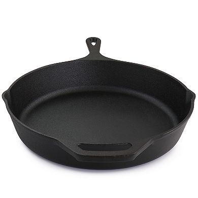 Megachef Pro 12 Inch Round Preseasoned Cast Iron Frying Pan in Black