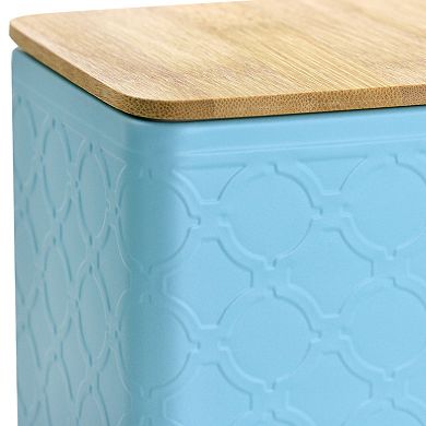 Megachef Pro 3 Piece Square Iron Kitchen Canister Set with Bamboo Lids in Turquoise