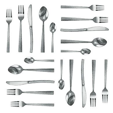 MegaChef Baily 20 Piece Flatware Utensil Set, Stainless Steel Silverware Metal in Silver