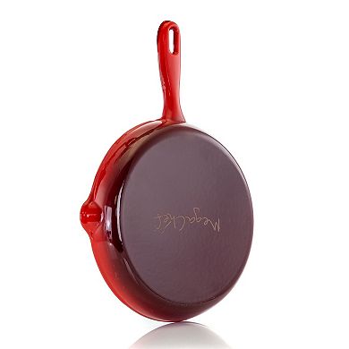 Megachef Pro Round 10.25 Inch Enameled Cast Iron Skillet in Red