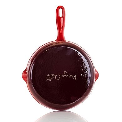 Megachef Pro Round 10.25 Inch Enameled Cast Iron Skillet in Red