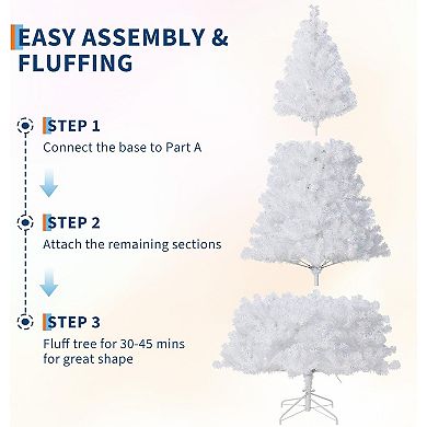Garvee 9Ft White Christmas Tree - Pre-Lit Warm White LEDs, Metal Stand
