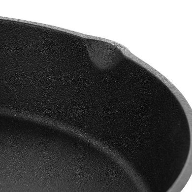 Megachef Pro 10 Inch Round Preseasoned Cast Iron Frying Pan with Handle in Black