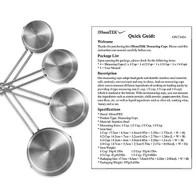 4Pcs Stainless Steel Measuring Cups and Spoons Set Stackable Kitchen Tools for Cooking & Baking