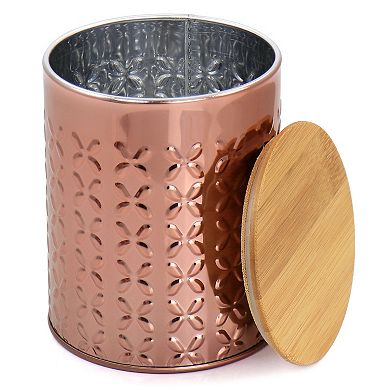 Megachef Pro 3 Piece Golden Kitchen Canister Set with Bamboo Lids in Rose Gold