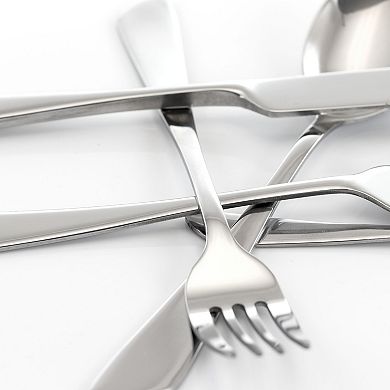 MegaChef Gibbous 20 Piece Flatware Utensil Set, Stainless Steel Silverware Metal in Silver